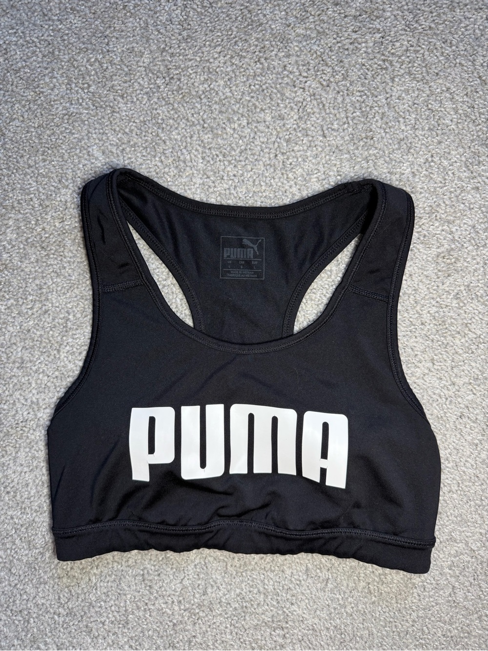 Puma Black Sports Bra with White Logo